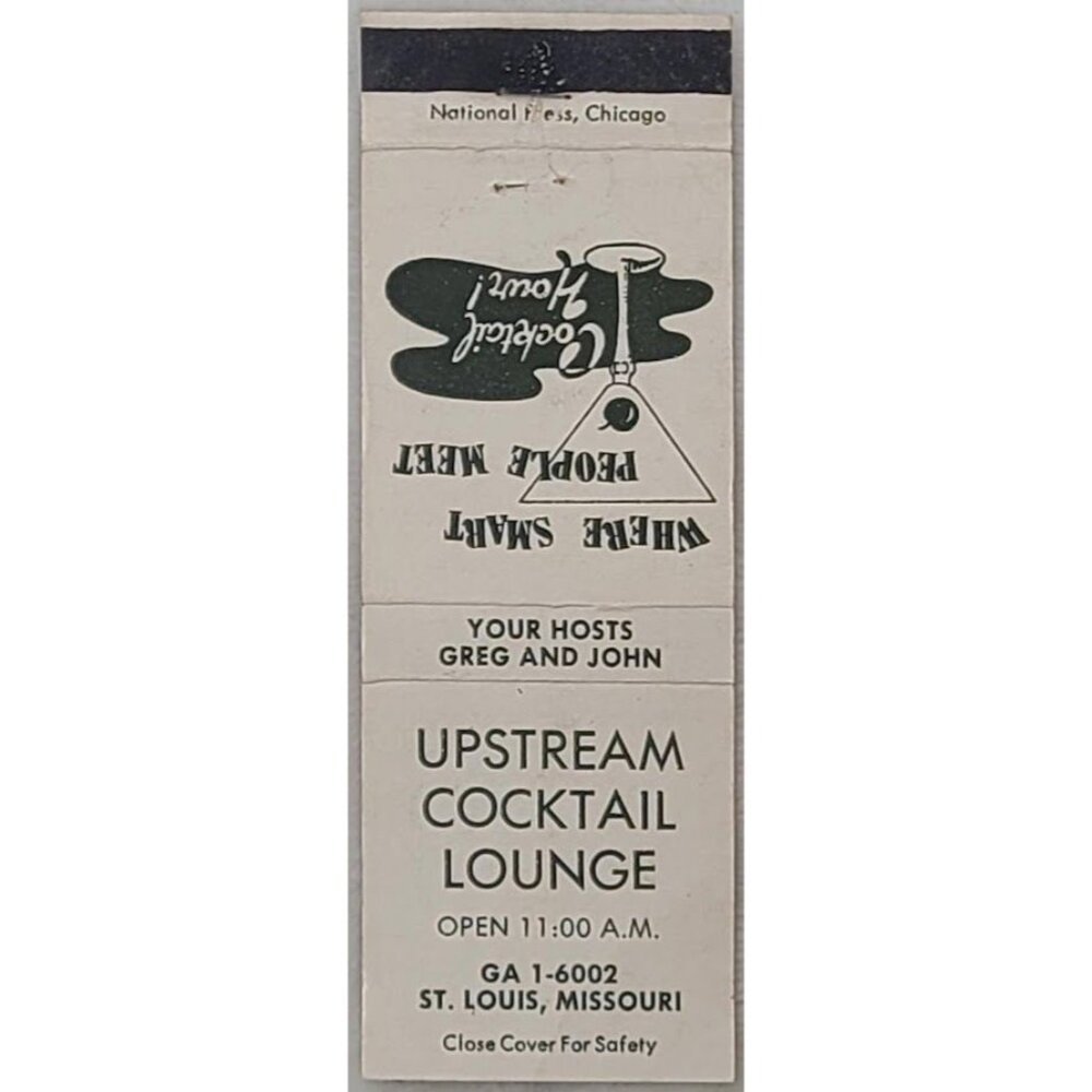 Vintage Matchbook Cover Upstream Cocktail Lounge St Louis MO Missouri